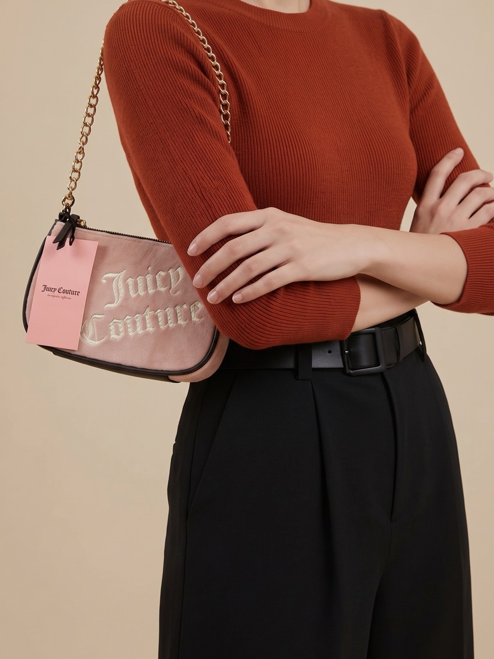 Juicy Couture Pink Shoulder Bag with Gold Chain